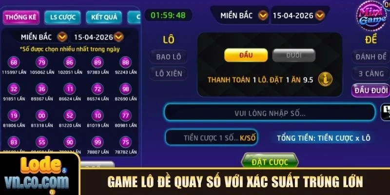 Game lô đề quay số với xác suất trúng lớn